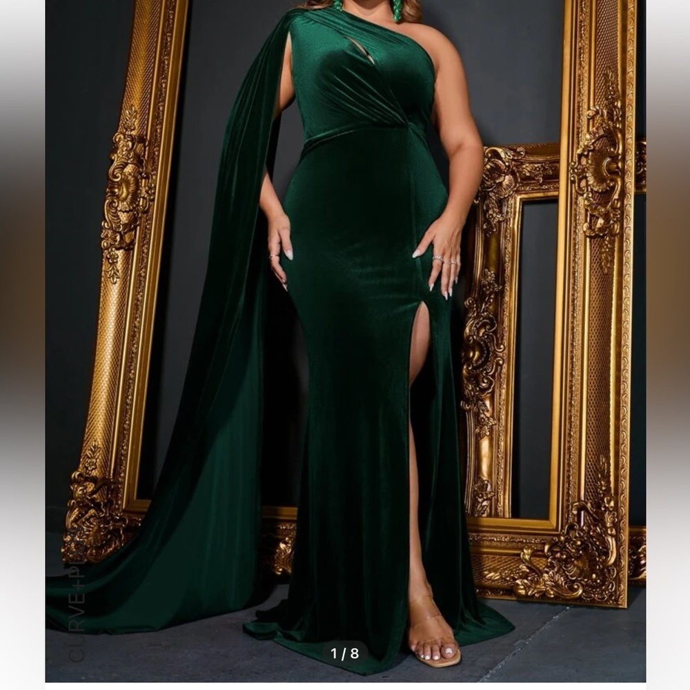 Velvet green evening gown
